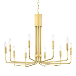 Brigitte Ten Light Chandelier in Aged Brass by Mitzi