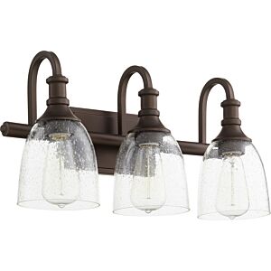 Richmond 3-Light Bathroom Vanity Light in Oiled Bronze w with Clear/Seeded