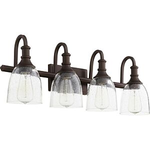 Richmond 4-Light Bathroom Vanity Light in Oiled Bronze w with Clear/Seeded