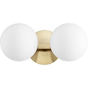 539 Globe Vanities 2-Light Bathroom Vanity Light in Aged Brass