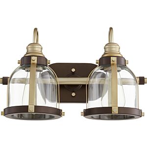 Banded Lighting Series 2-Light Bathroom Vanity Light in Aged Brass w with Oiled Bronze