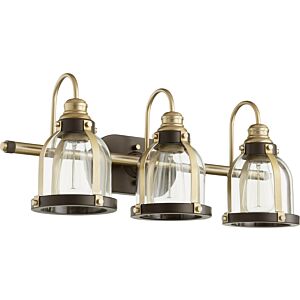 Banded Lighting Series 3-Light Bathroom Vanity Light in Aged Brass w with Oiled Bronze