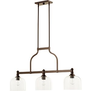 Richmond 3-Light Island Pendant in Oiled Bronze w with Clear/Seeded