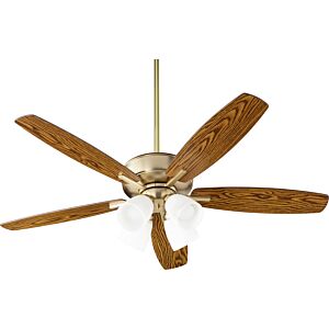 Breeze 4-Light 52" Hanging Ceiling Fan in Aged Brass