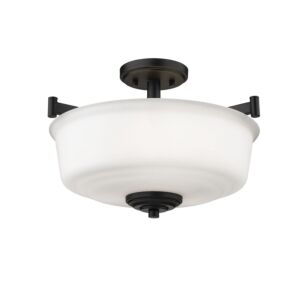 Burbank Three Light Semi Flush Mount in Matte Black by Millennium