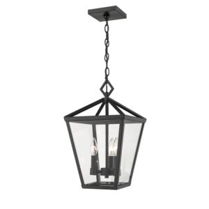 Arnold Four Light Outdoor Hanging Lantern in Powder Coated Black by Millennium