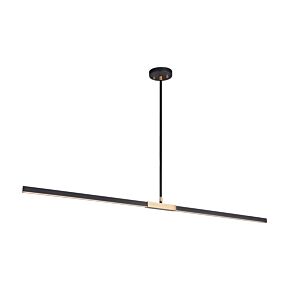 Lineare 2-Light LED Pendant in Matte Black & Aged Gold Brass