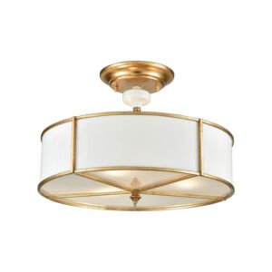 Ceramique 3-Light Semi-Flush Mount in Antique Gold Leaf