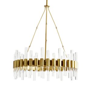 Haskell Eight Light Chandelier in Antique Brass by Arteriors