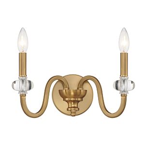 Bergdorf Two Light Wall Sconce in Warm Brass by Savoy House