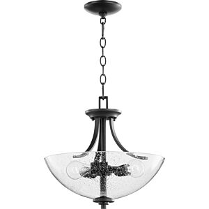 Reyes Three Light Dual Mount in Textured Black  Clear Seeded by Quorum International