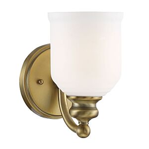 Melrose One Light Wall Sconce in Warm Brass by Savoy House