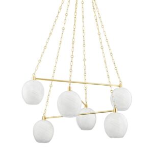 Asbury Park Six Light Chandelier in Aged Brass by Hudson Valley