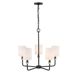 Chelsea Five Light Chandelier in Matte Black Modern Gold by Millennium