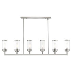 Hillcrest 6-Light Linear Chandelier in Brushed Nickel