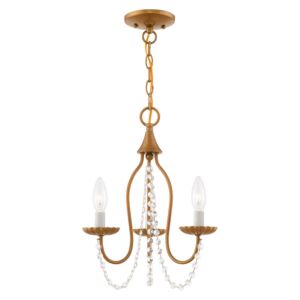 Alessia 3-Light Mini Chandelier in Antique Gold Leaf