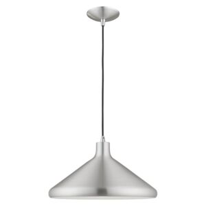 Geneva 1-Light Mini Pendant in Brushed Aluminum w with Polished Chromes