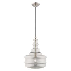 Hand Blown Art Glass Mini Pendants 1-Light Mini Pendant in Brushed Nickel