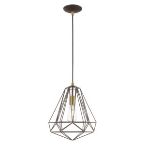 Knox 1-Light Mini Pendant in Bronze w with Antique Brasss