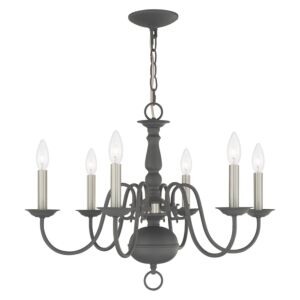 Williamsburgh 6-Light Chandelier in Scandinavian Gray w with Brushed Nickels