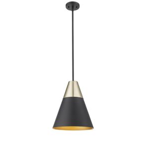 Millennium Lighting Annos 1-Light Pendant Light In Matte Black Modern Gold