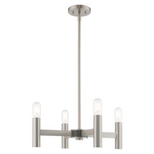 Copenhagen 4-Light Mini Chandelier in Brushed Nickel w with Bronzes