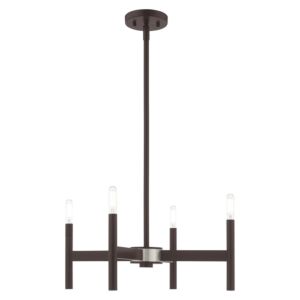 Copenhagen 4-Light Mini Chandelier in Bronze w with Brushed Nickels