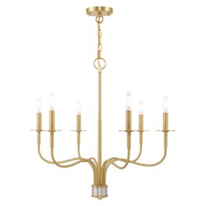 Lisbon 6-Light Chandelier in Satin Brass w with Brushed Nickel