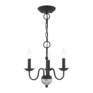 Windsor 3-Light Mini Chandelier in Black w with Brushed Nickel