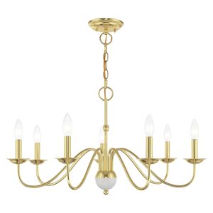 Windsor 7-Light Chandelier in Polished Brass w with White