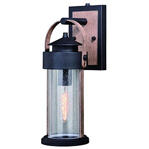 Cumberland 1-Light Outdoor Wall Mount in Textured Dark Bronze and Burnished Oak