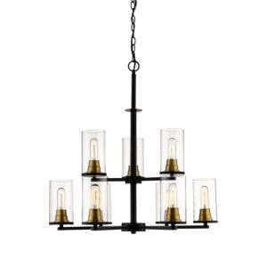 Pasadena 9-Light Chandelier in Matte Black with Heirloom Bronze