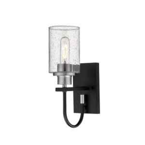 Clifton 1-Light Wall Sconce in Matte Black with Brushed Nickel