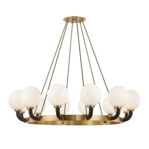 Werner 12 Light Pendant in Aged Brass Black by Hudson Valley