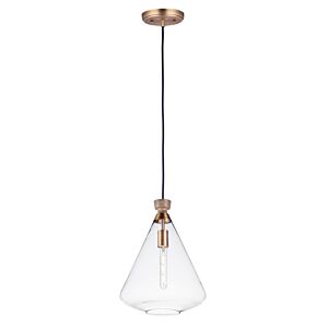 Abbott 1-Light Pendant in Weathered Oak with Antique Brass