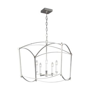 Thayer Five Light Lantern in Polished Nickel by Visual Comfort Studio