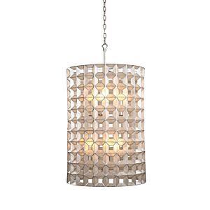 Prado Six Light Foyer Pendant in Oxidized Silver Leaf by Kalco