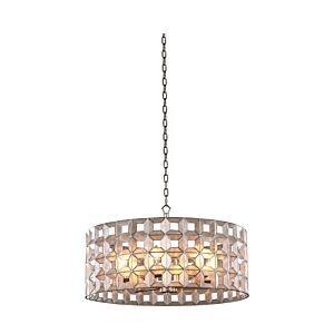 Prado Six Light Pendant in Oxidized Silver Leaf by Kalco