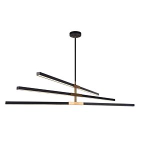 Lineare 6-Light LED Pendant in Matte Black & Aged Gold Brass