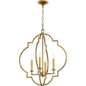 Dublin 4-Light Entry Pendant in Gold Leaf