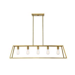 Denton Five Light Linear Chandelier in Warm Brass by Savoy House