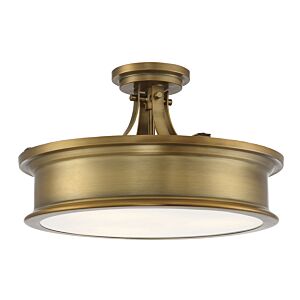 Watkins Three Light SemiFlush Mount in Warm Brass by Savoy House