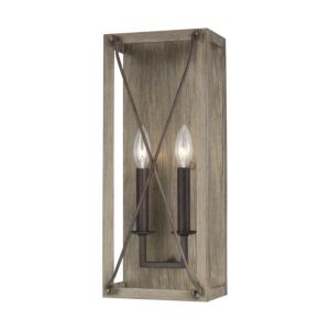 Thornwood Two Light Wall   Bath Sconce in Washed Pine by Visual Comfort Studio