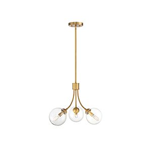 Mchan Three Light Chandelier in Natural Brass by Meridian