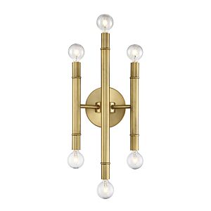 Mscon Six Light Wall Sconce in Natural Brass by Meridian