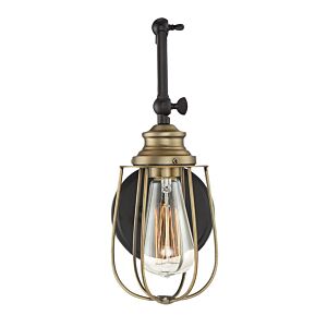 Mscon One Light Wall Sconce in Oil Rubbed Bronzeith Natural Brass by Meridian