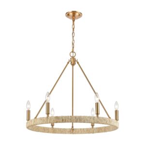 Abaca 6-Light Chandelier in Satin Brass