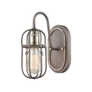 Industrial Cage  Bathroom Vanity Light in Weathered Zinc by ELK Home