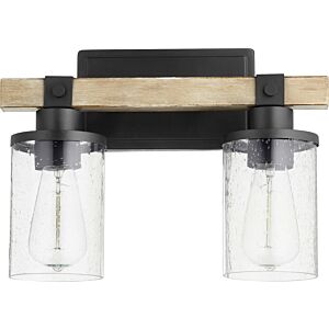 Alpine 2-Light Bathroom Vanity Light in Textured Black w with Driftwood finish