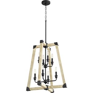 Alpine 8-Light Entry Pendant in Textured Black w with Driftwood finish